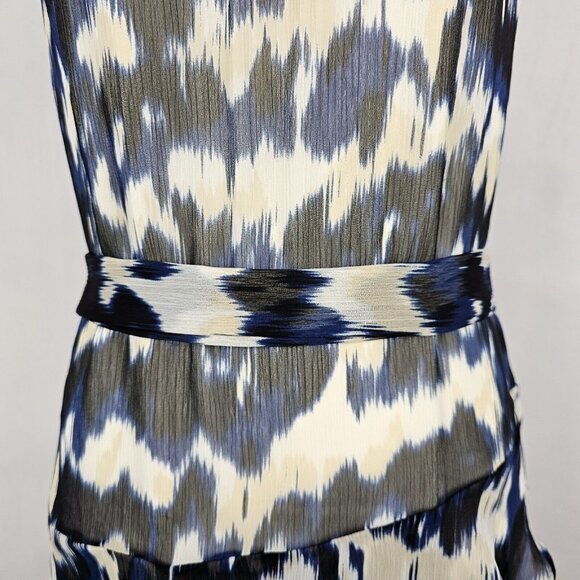 Smudged Polka Dot Navy Black White Tiered Mini Summer Business Casual Dress Sz M - Picture 10 of 14